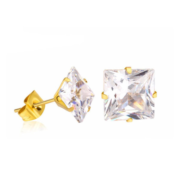 Golden Stainless Steel Stud Earings - 096