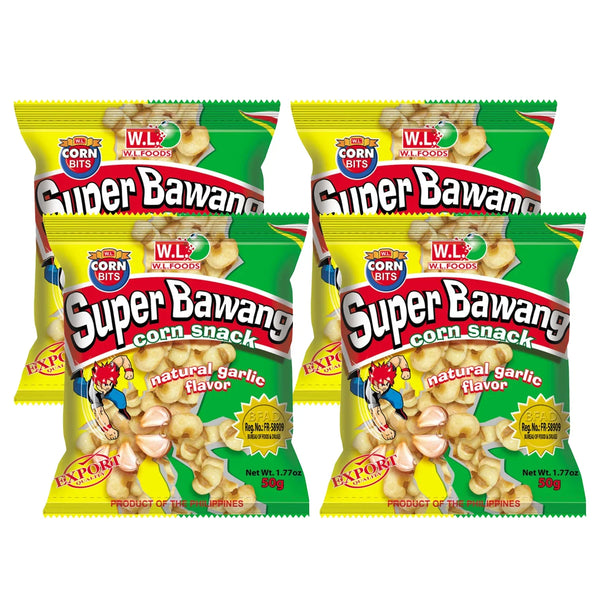 WL Super Bawang Corn Snack All Natural Garlic Flavor - 50g × 4 Pcs (Offer)