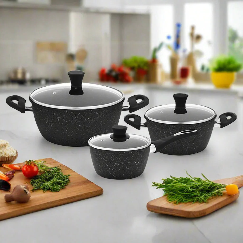Granit Coating Non-Stick Cookware Set - 6 Pcs