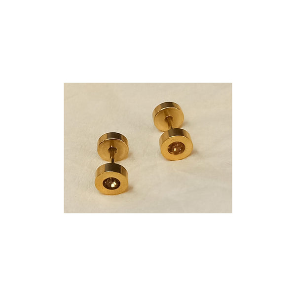 Golden Stainless Steel Stud Earings - 032