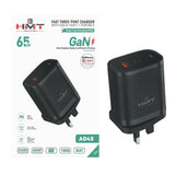 شاحن HMT 65W سريع بثلاثة منافذ - AD45
