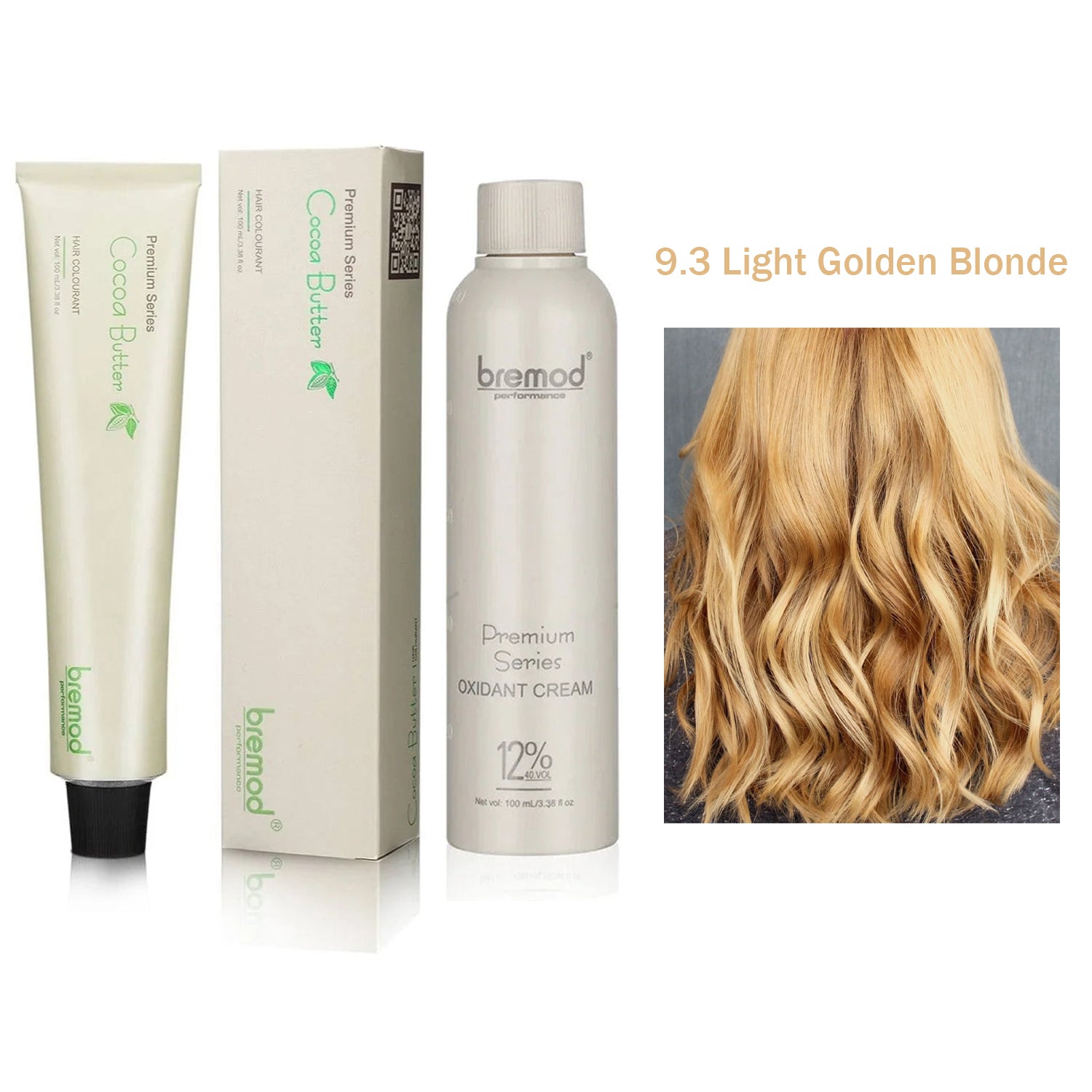 Bremod 9.3 Light Golden Blonde Hair Color + Oxidant Cream - 100ml+100ml