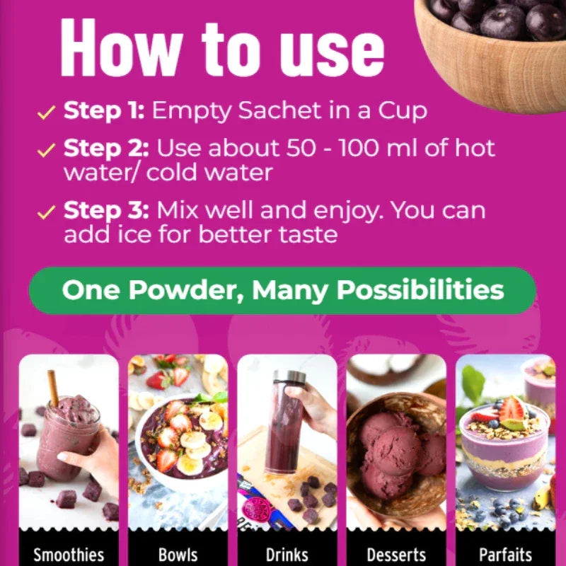 Fitgum Acai Berry Drink With Chia Seeds - 40g (4g x 10 Sachets)