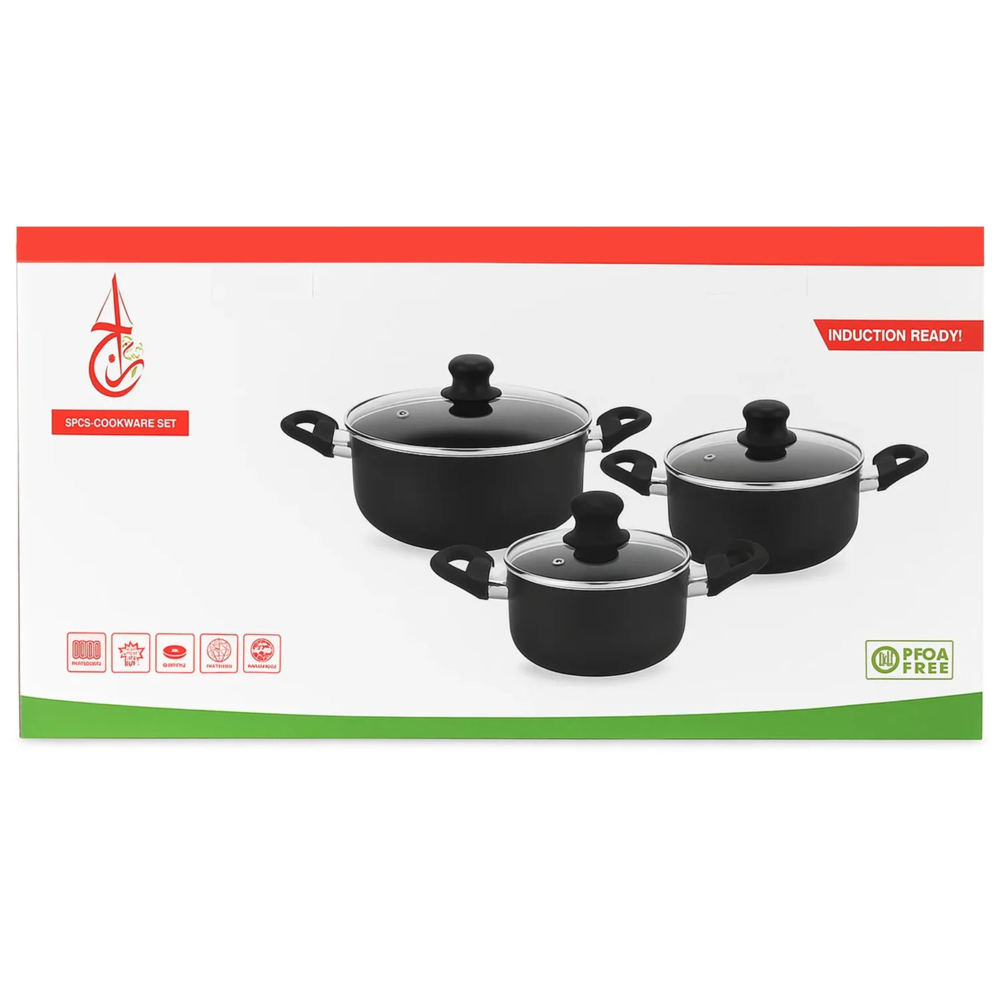 Bakelite Handle Non-Stick Cookware Set - 6 Pcs