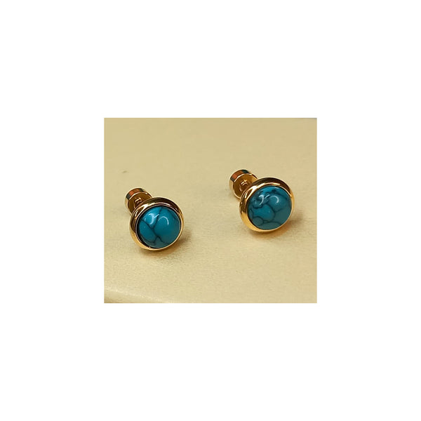 Golden Stainless Steel Stud Earings - 034