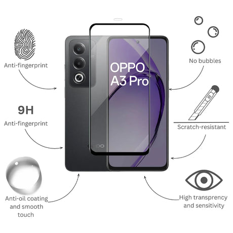 زجاج حماية عالي الدقة لهاتف Oppo A3 Pro