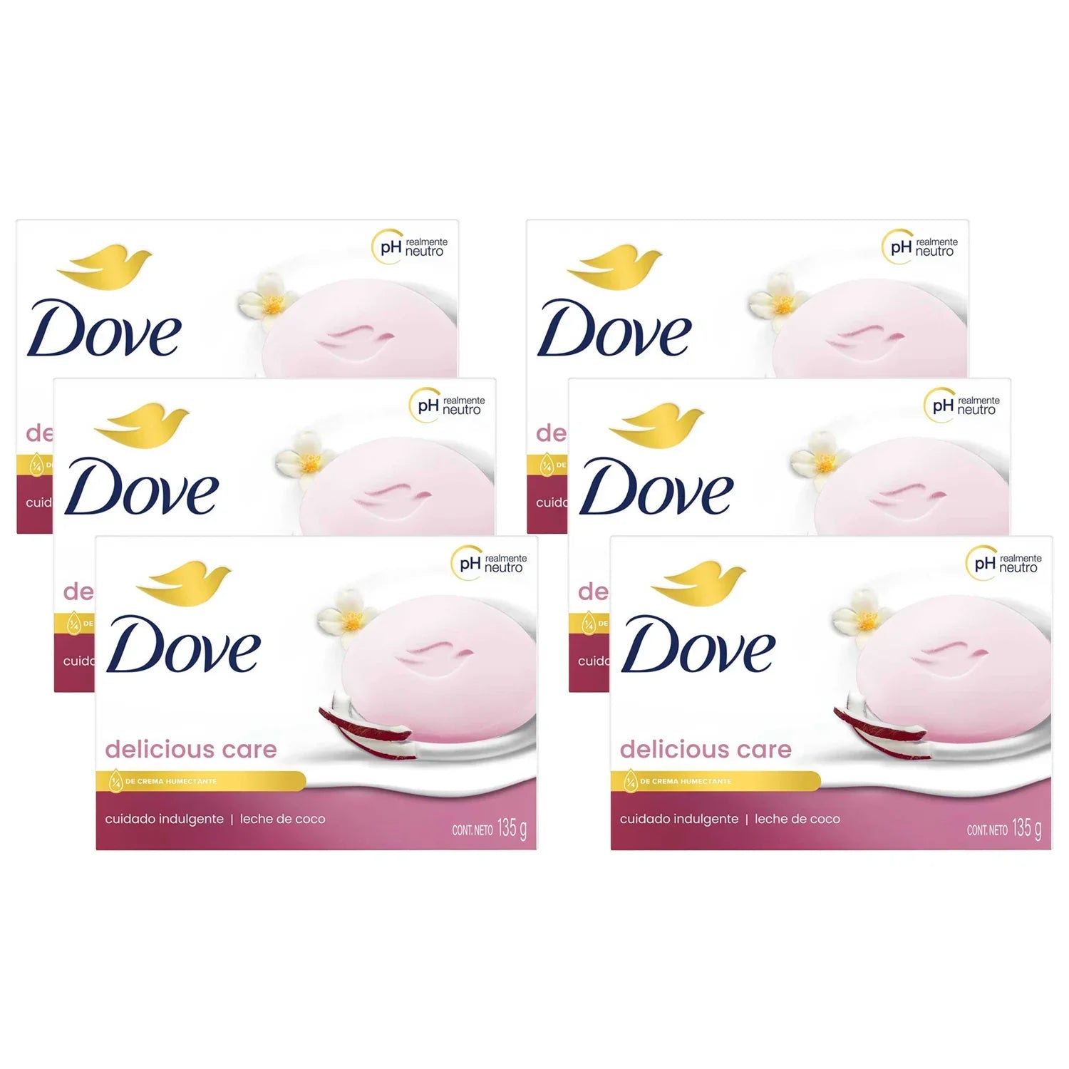 Dove Delicious Care Coconut Milk Beauty Soap - 135g × 6Pcs