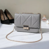 Women's Quilted Crossbody Bag with Gold Chain Strap - B101
