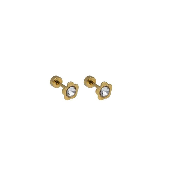 Golden Stainless Steel Stud Earings - 080