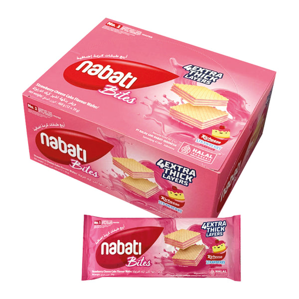 Nabati Bites Wafer Richeese Strawberry Flavour - 12 × 39g (468g)