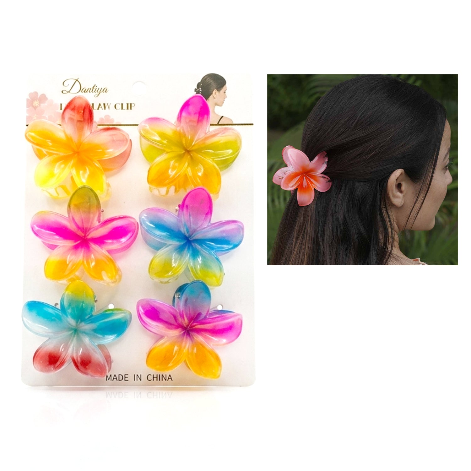 Unique Flower Design Hair Claw Clips - 6 Pcs (C140)