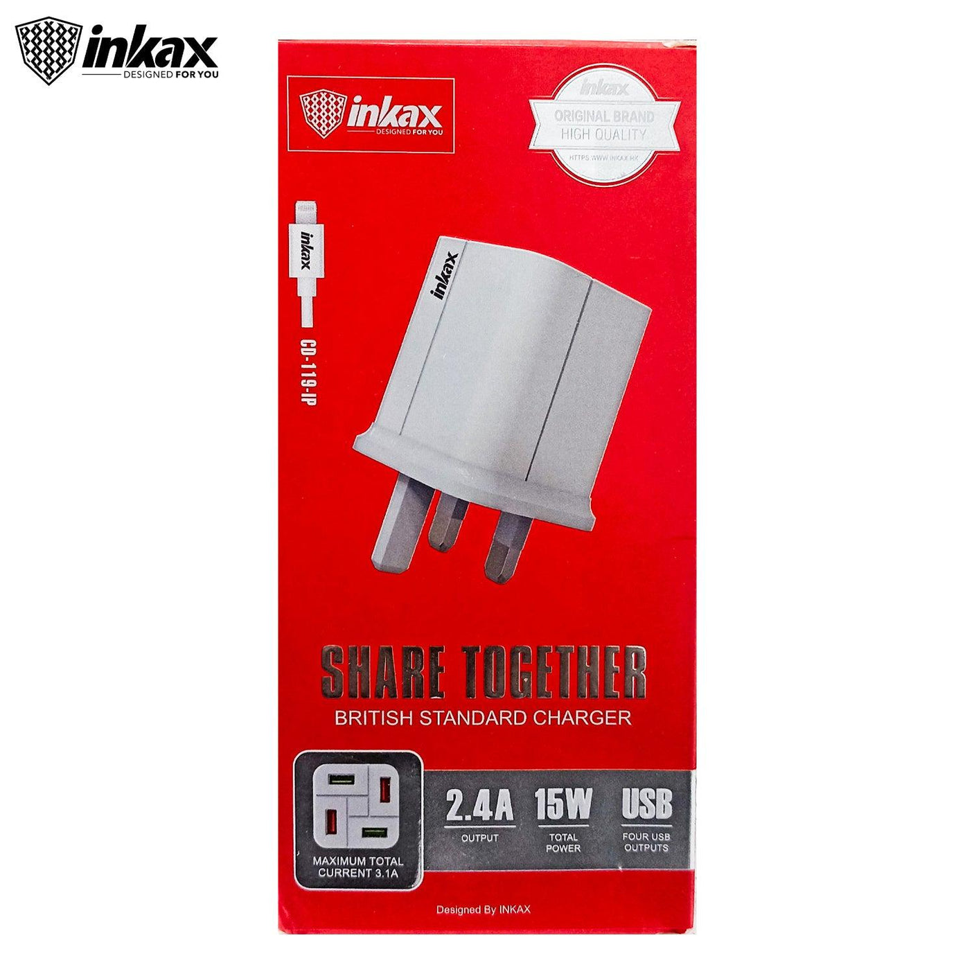 شاحن inkax عالي الجودة قياسي 2.4A CD-119-IP