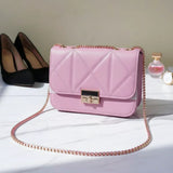 Women's Quilted Crossbody Bag with Gold Chain Strap - B101