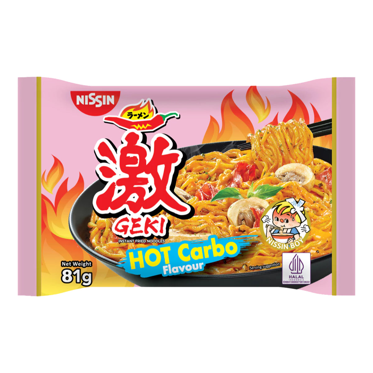 Nissin Geki Hot Carbo Flavour Instant Noodles - 81g × 5Pcs