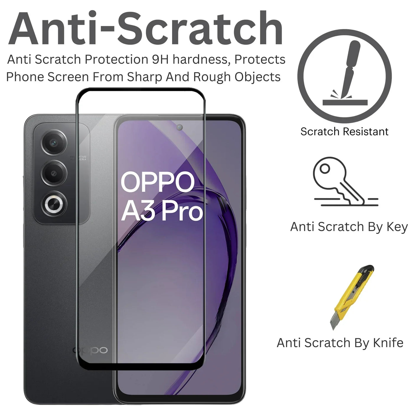 زجاج حماية عالي الدقة لهاتف Oppo A3 Pro