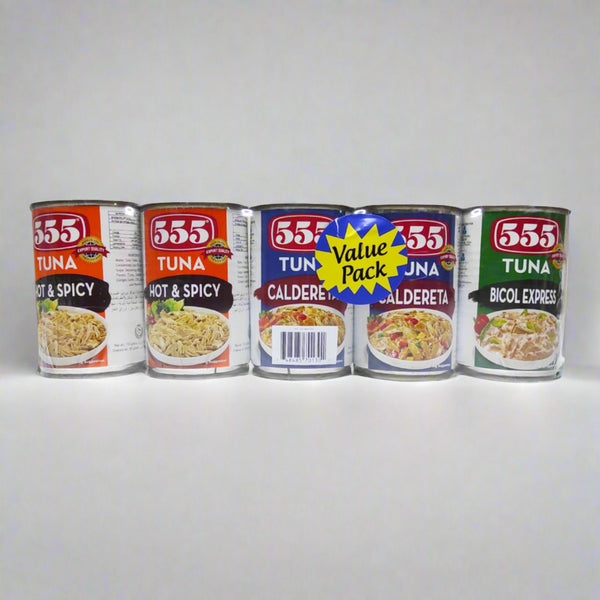 555 Tuna 2 Hot and Spicy 2 Caldereta 1 Bicol Express 155gm Value Pack