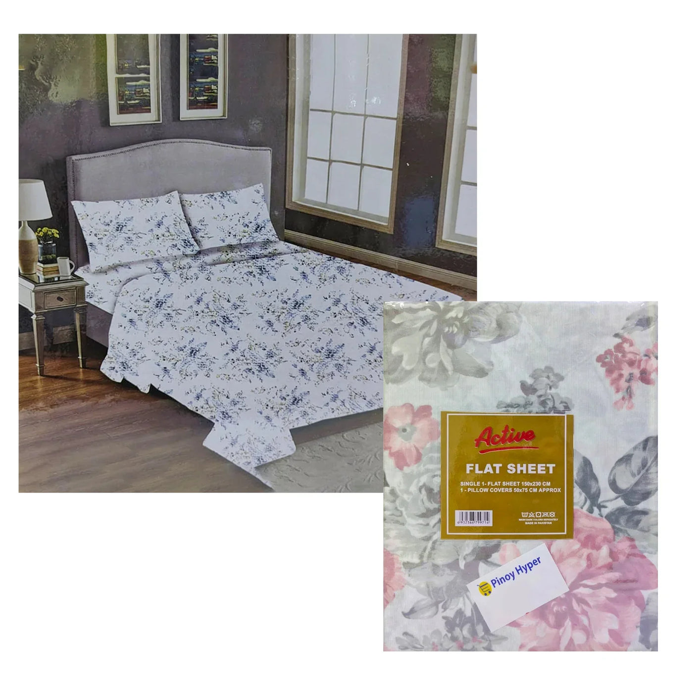 Active High Quality Bed Sheet With One Pillow Cover - 150 x 230 CM