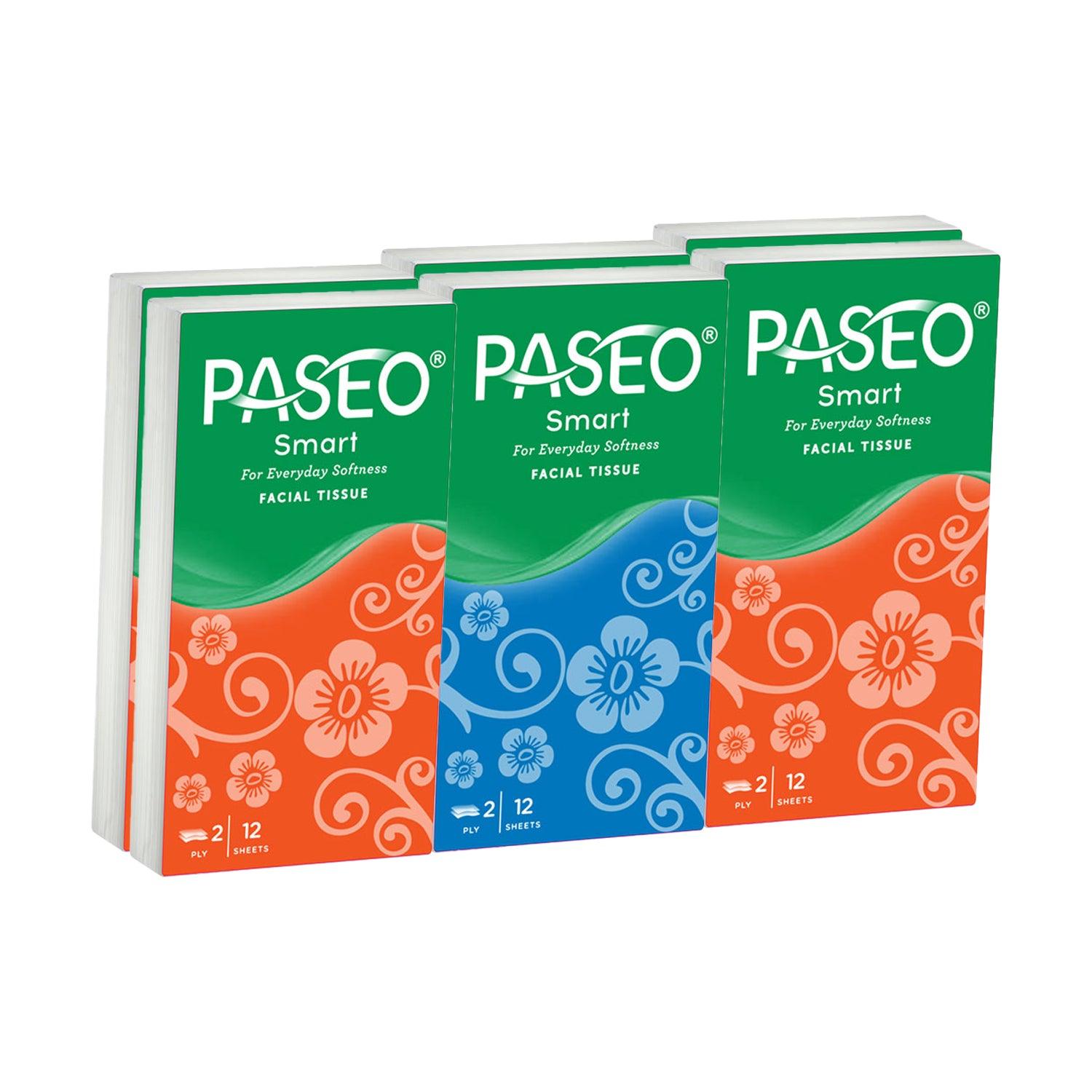 Paseo Smart Softness Facial Tissue 2Ply - 12 Sheets × 6 Pack
