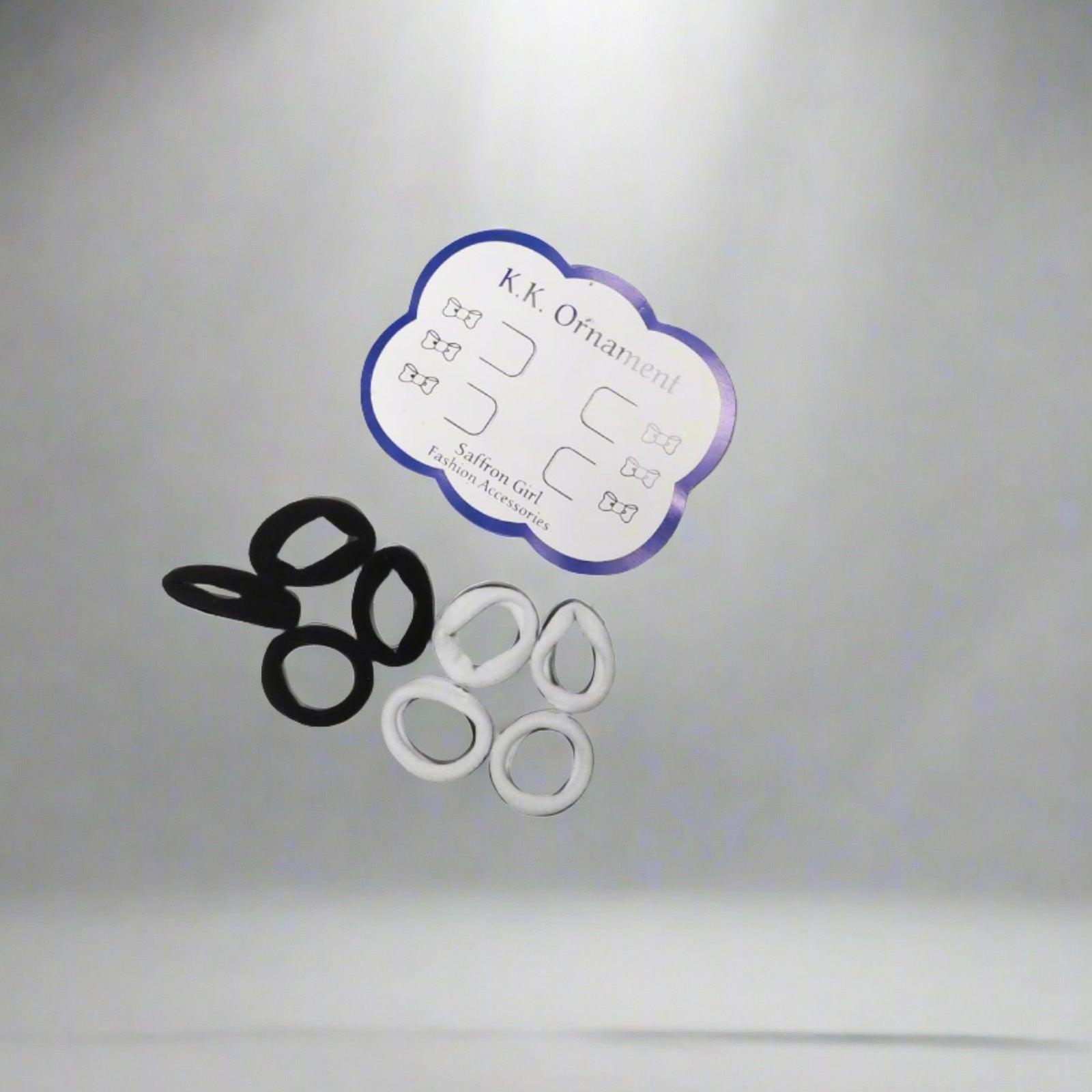 Elastic Stretch Hair Tie Rubber Bands - Black & White