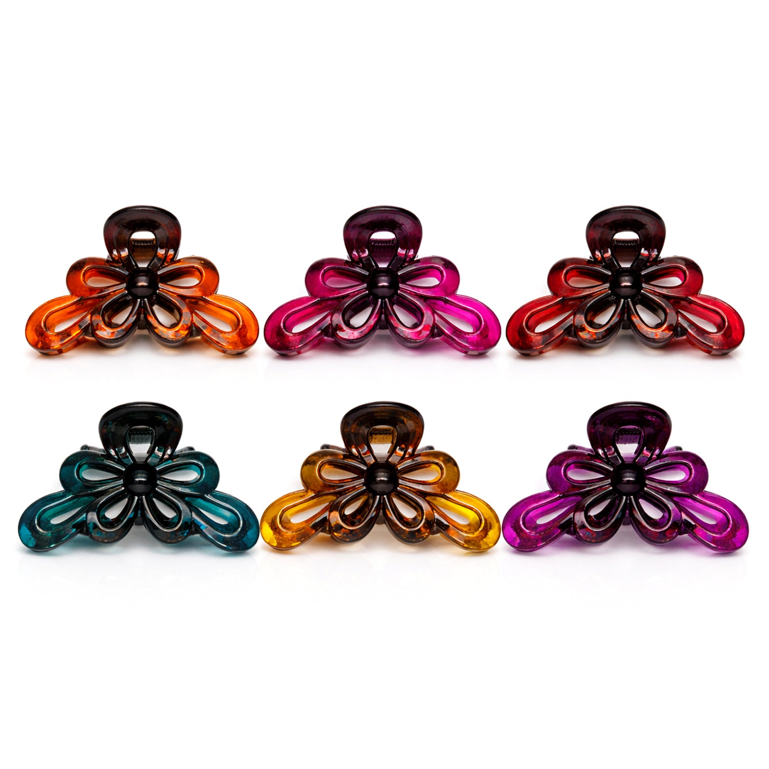 Unique Flower Design Hair Claw Clips - 6 Pcs (C141)