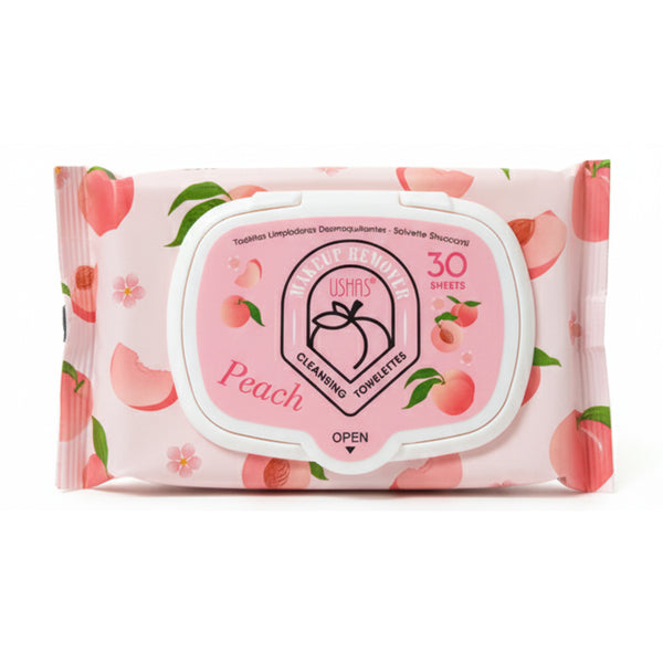 Ushas Peach Makeup Remover Cleansing Towelettes - 30s