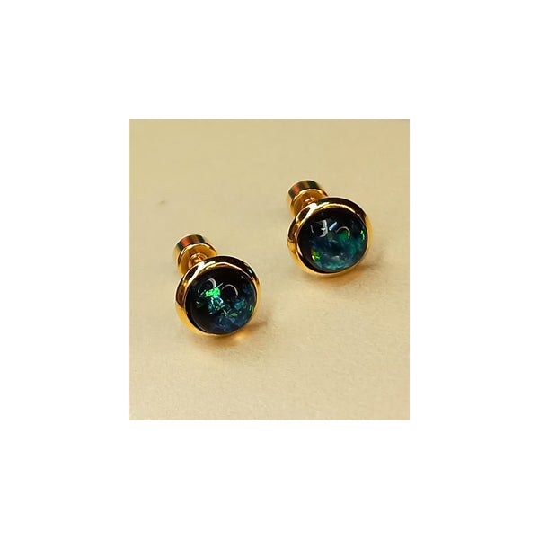 Golden Stainless Steel Stud Earings - 036