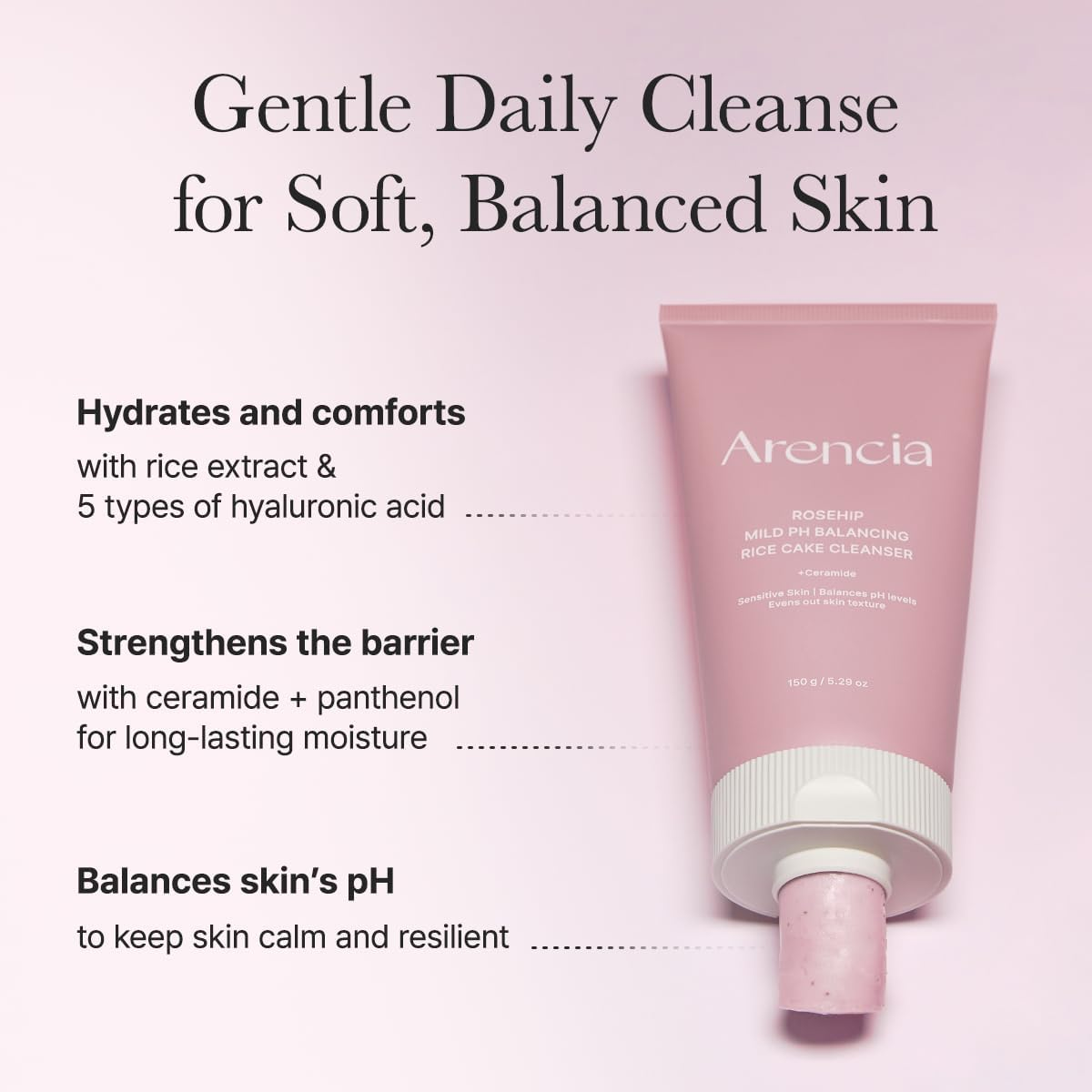 Arencia Rosehip Mild pH Balancing Rice Cake Cleanser - 150g
