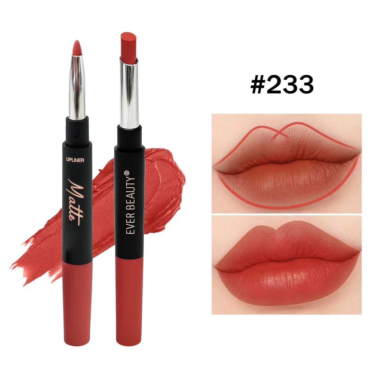 Ever Beauty 2 In 1 Super Matte Lipstick & Liner - 7103E