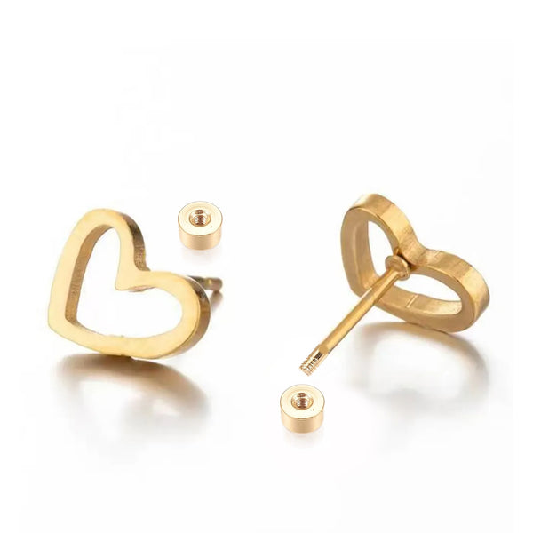 Golden Stainless Steel Stud Earings - 084