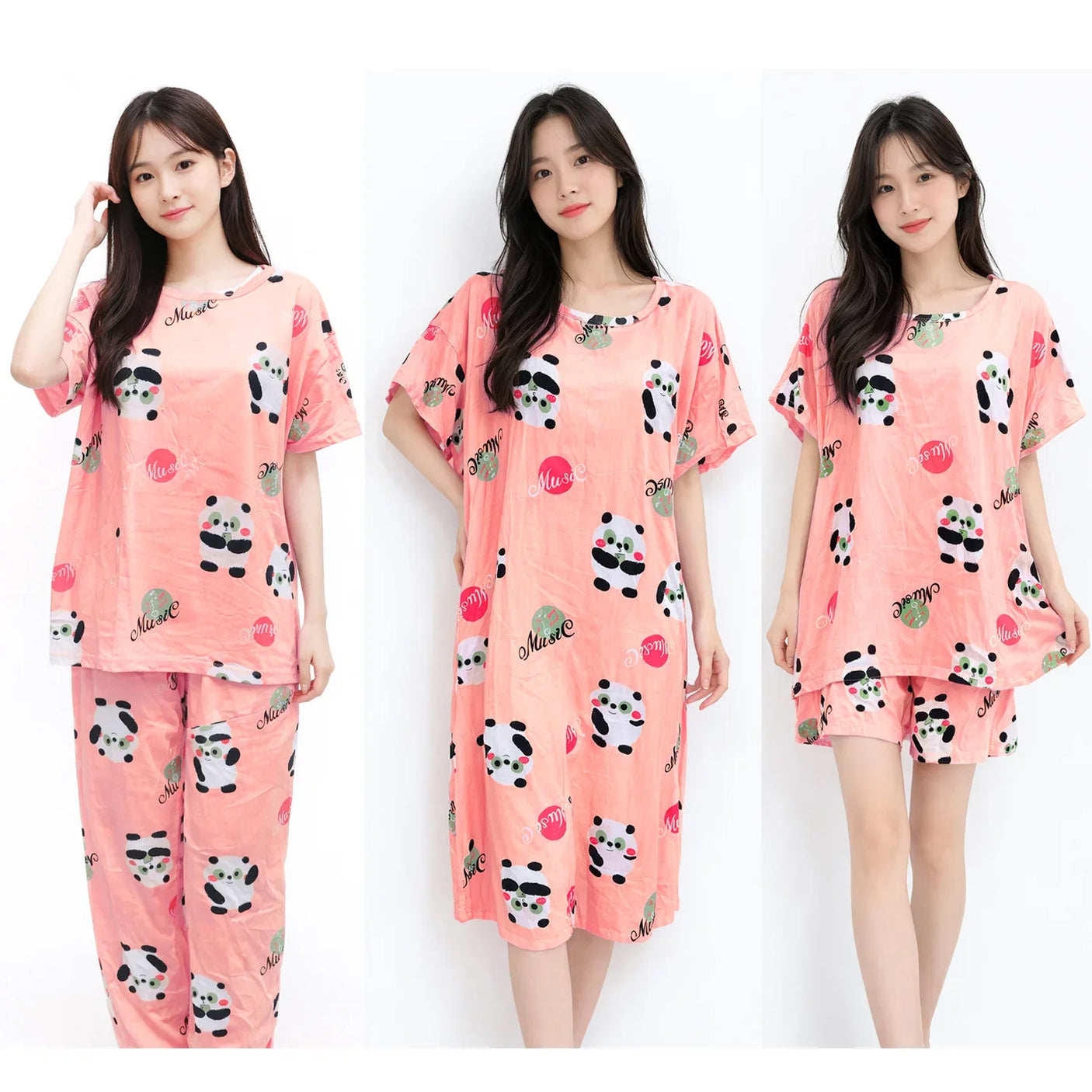 Women's Korean Fashion Pajamas 4 Pcs Set A-08