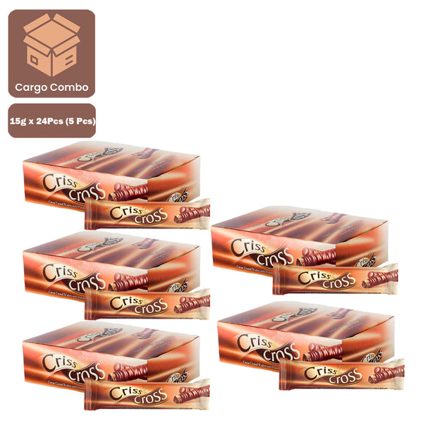 Solen Criss Cross Cocoa Coated Wafer With Hazelnut Cream - 15g x 24Pcs (5 Pcs)