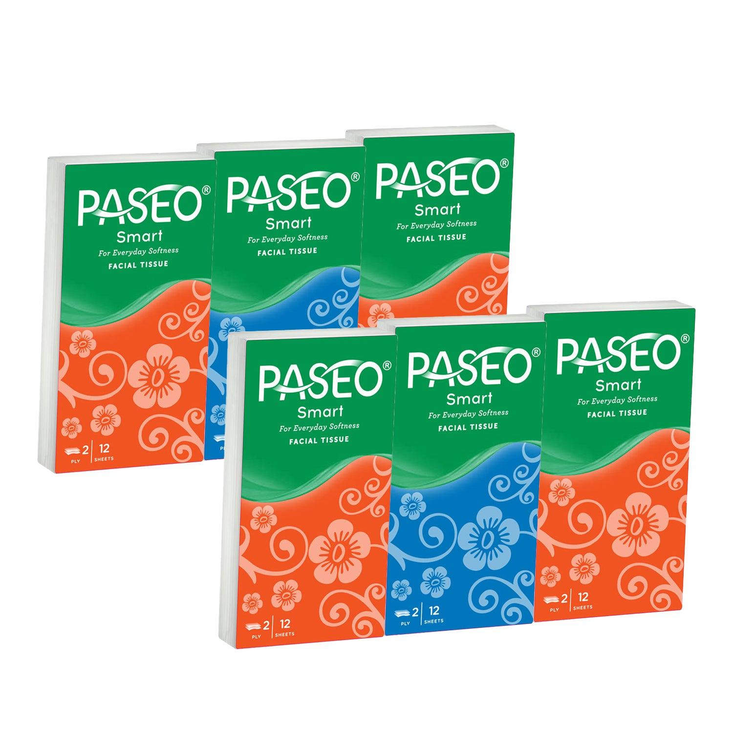 Paseo Smart Softness Facial Tissue 2Ply - 12 Sheets × 6 Pack