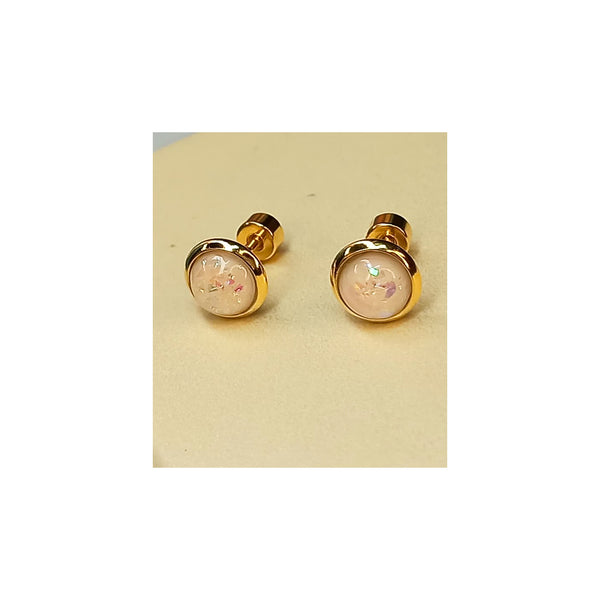 Golden Stainless Steel Stud Earings - 037