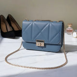 Women's Quilted Crossbody Bag with Gold Chain Strap - B101