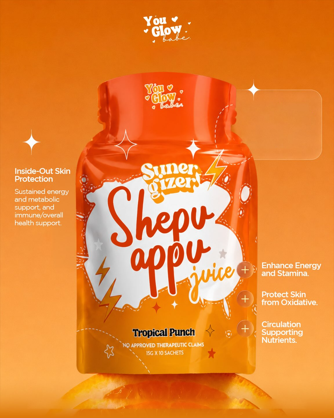 You Glow Babe Shepu Appu Juice Drink Super Gizer - 15g × 10 Sachets