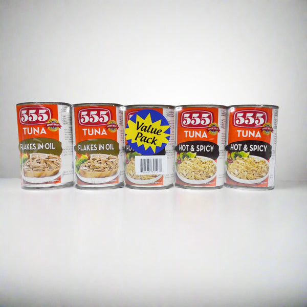 555 Tuna 2 Flakes in Oil 3 Hot and Spicy 155gm Value Pack