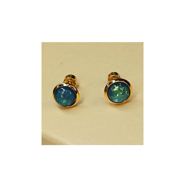 Golden Stainless Steel Stud Earings - 038