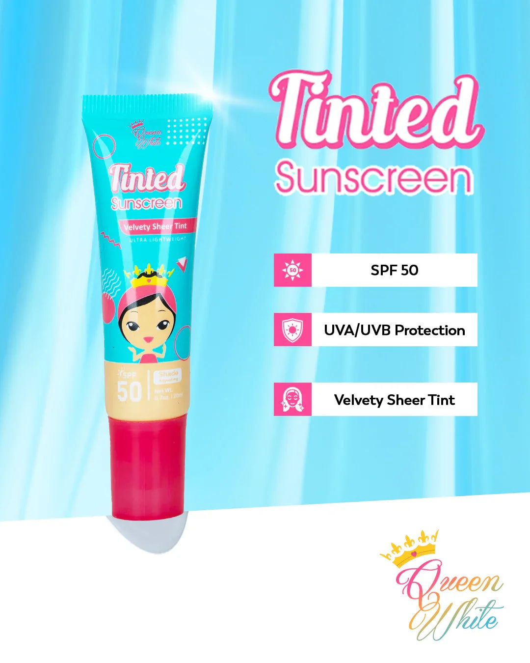 Queen White Tinted Sunscreen SPF50 - 20ml