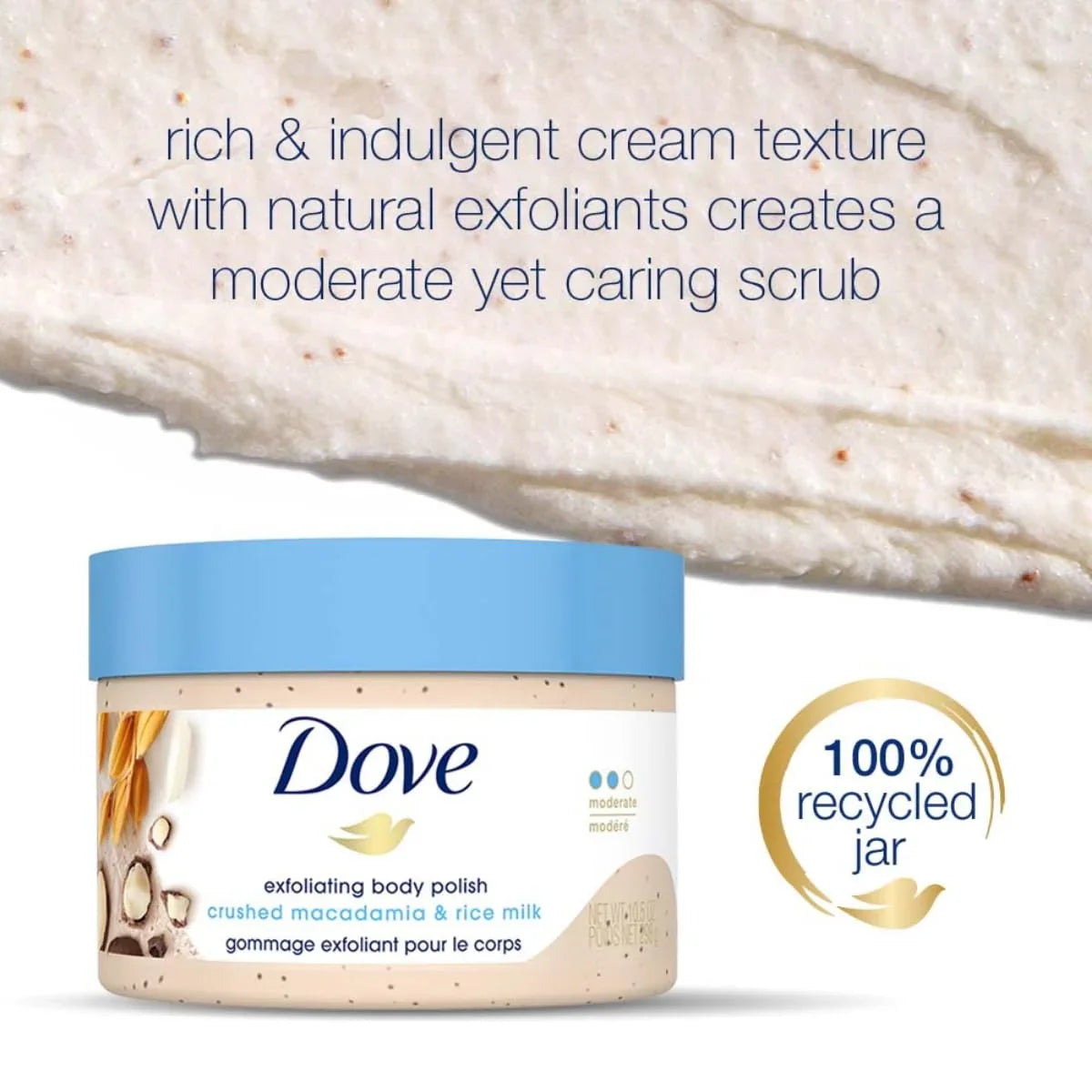 Dove Body Polish Crushed Macadamia & Rice Milk Scrub - 298g