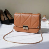 Women's Quilted Crossbody Bag with Gold Chain Strap - B101
