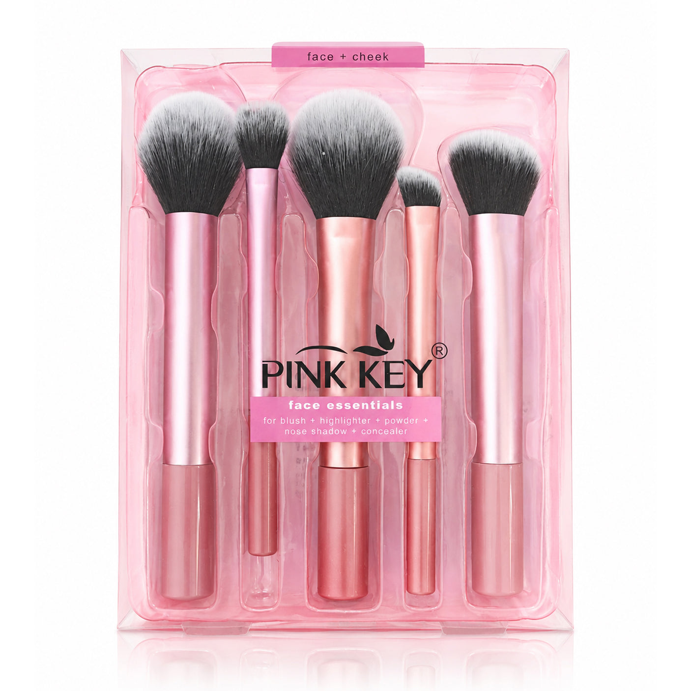 Pink Key Face Essential Makeup Brush 5 Pcs Set - W99001