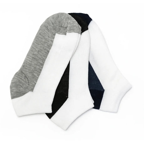 Double Color Soft Elastic Ankle Socks - 3 Pairs - 685BB