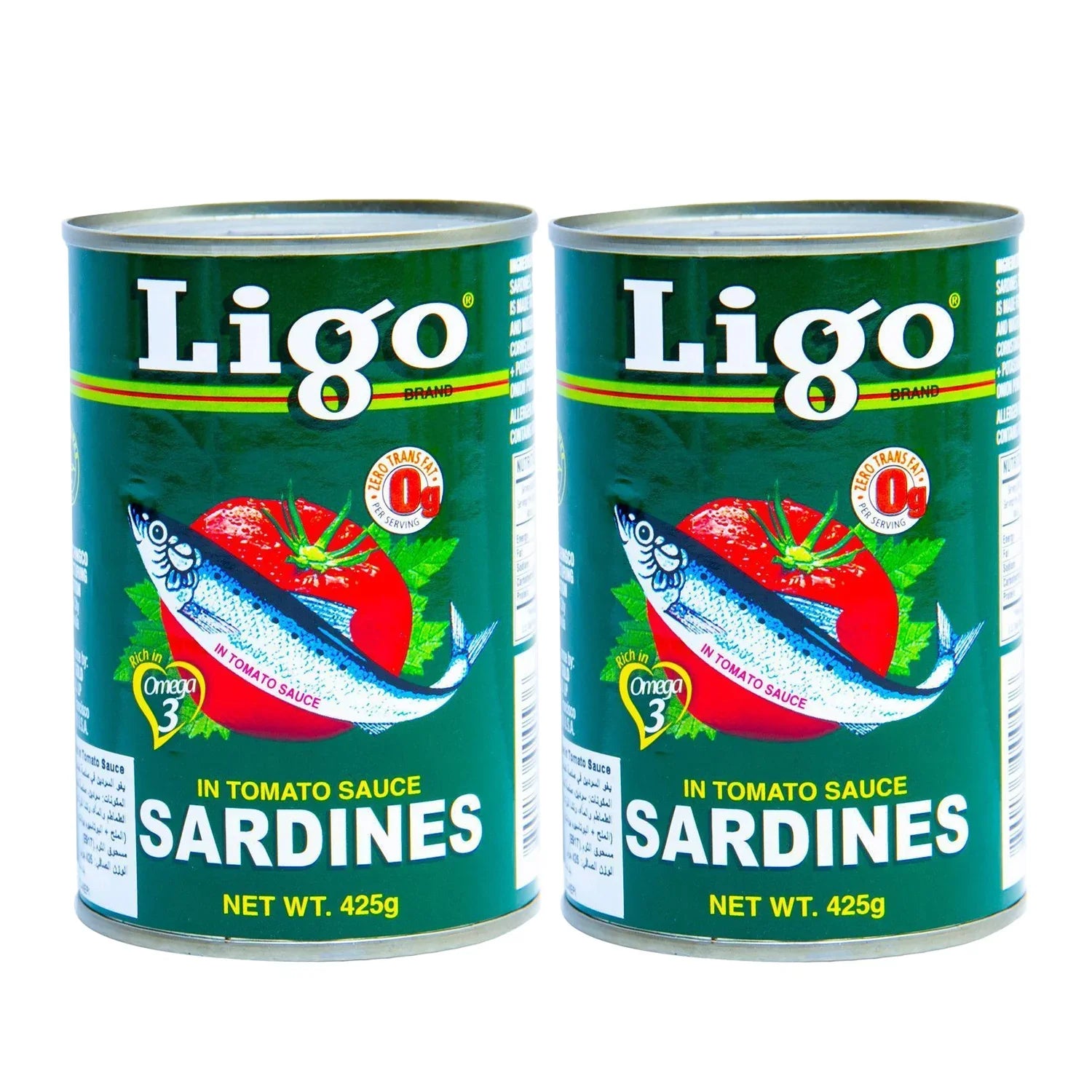 Ligo (Big) Sardines Tomato Sauce Green - 425g × 2Pcs (Offer)