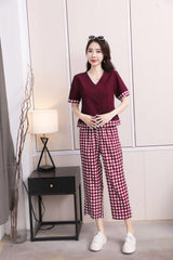 طقم بيجامات نسائية كاجوال على الطراز الكوري مكون من قطعتين - 9037#