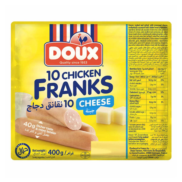 Doux Chicken Franks Cheese 10 Pieces - 400g (Frozen)