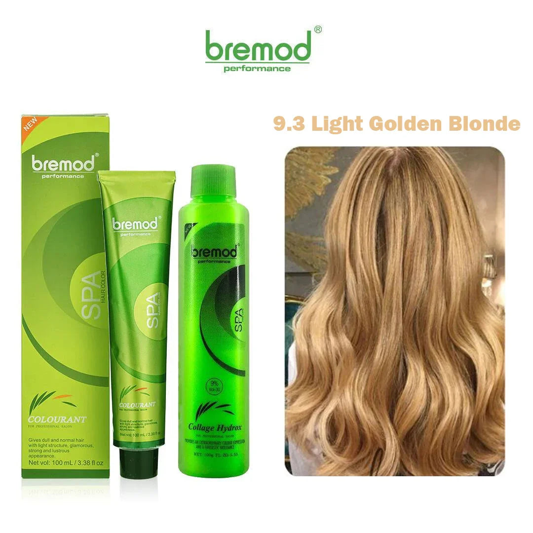 Bremod 9.3 Light Golden Blonde Color With Oxidizer - 100ml+100g