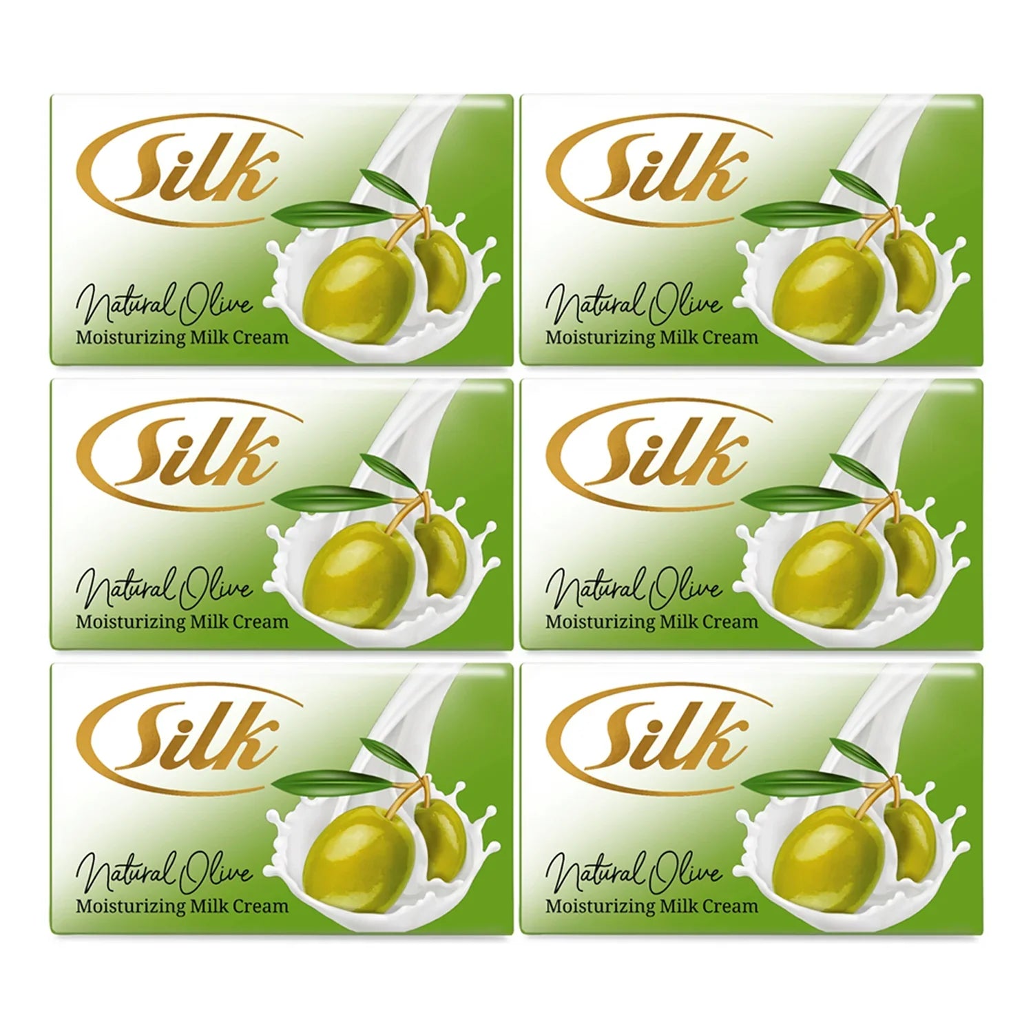 Silk Nature Olive Moisturizing Milk Cream Soap - 120g x 6 Pcs