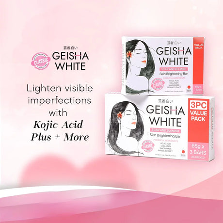 Geisha Soap White Classic Skin Brightening Bar - 65g x 3Pcs