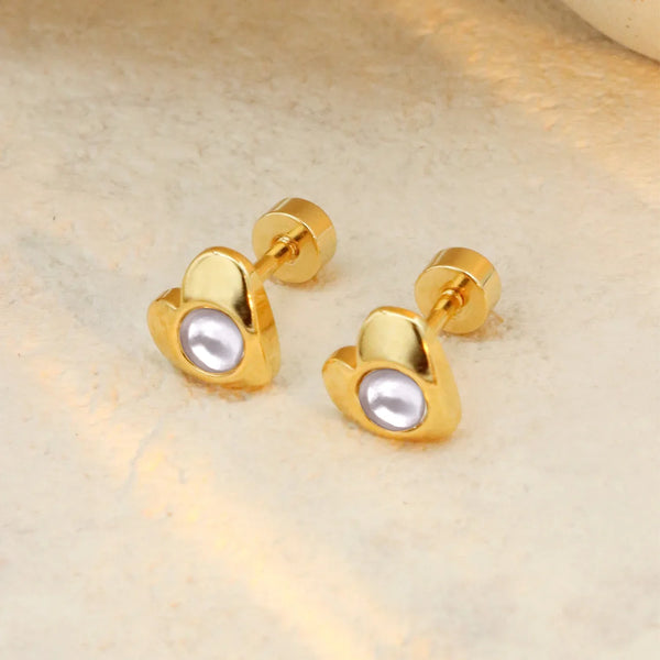 Golden Stainless Steel Stud Earings - 110