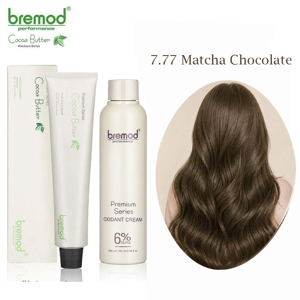 Bremod 7.77 Matcha Chocolate Hair Color with Oxidizer - 100ml+100ml